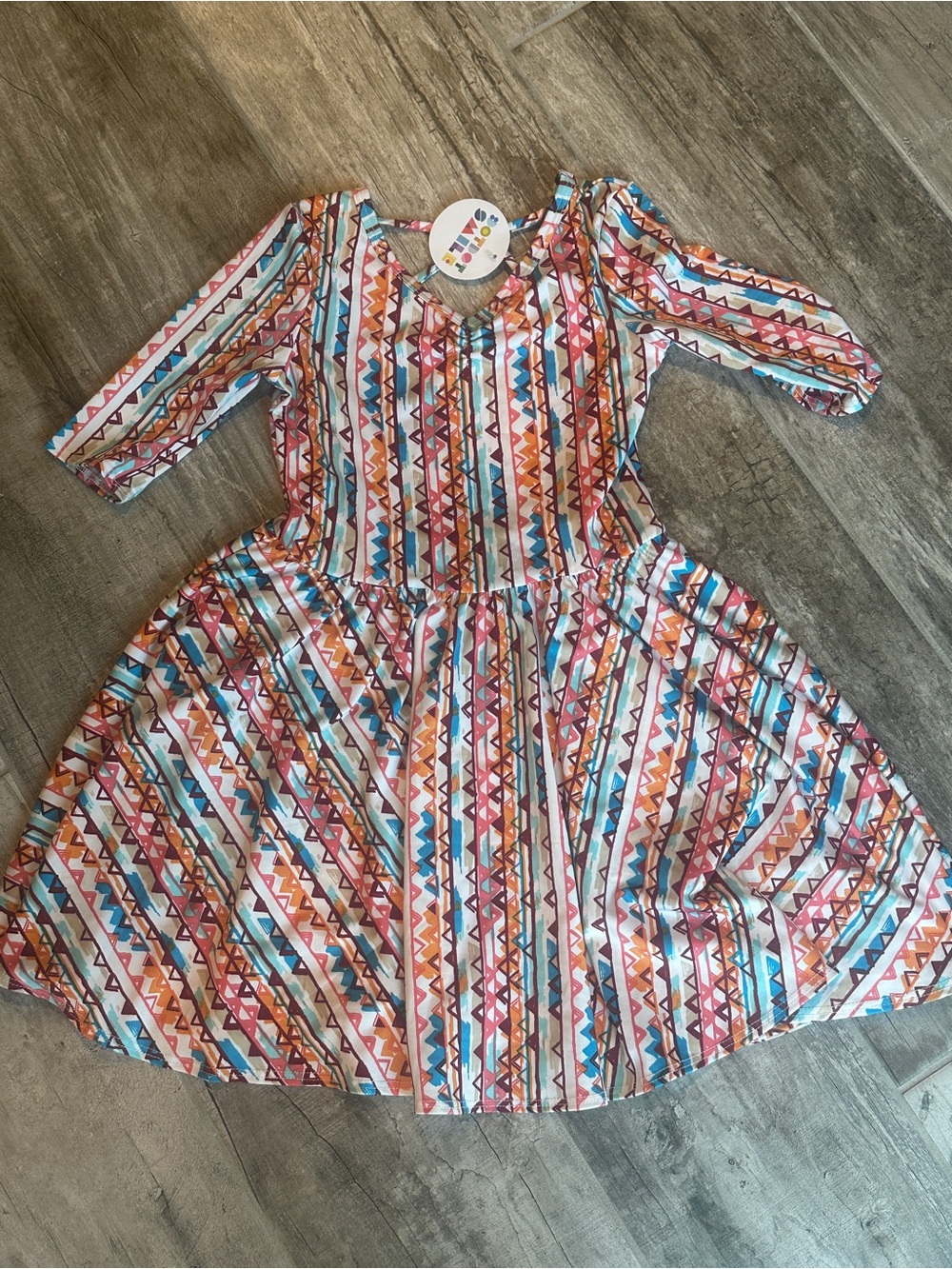 NWTs Girls' DotDot Smile Multicolor Aztec Print Dress